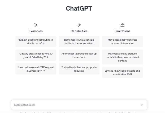 Chat gpt interface